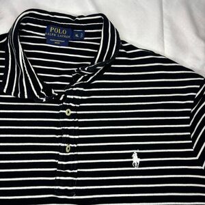 Ralph Lauren Black and White Striped Polo Shirt